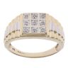 9ct Yellow and White Gold 0.05ct Diamond Cluster Signet Ring