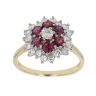 18ct Yellow Gold 0.75ct Brilliant Cut Diamond and Ruby Cluster Ring