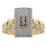 14ct Yellow Gold Monaco Classic Plain Pave Link Signet Ring