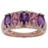 9ct Rose Gold 0.05ct Diamond Pink Gemstone and Amethyst Ring