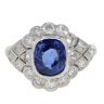 Platinum 0.70cts Diamond And Sapphire Cushion Cut Ring
