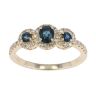 9ct Yellow Gold Diamond And Sapphire Triple Cluster Ring by Anya Belle
