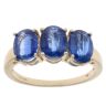 9ct Yellow Gold Created Sapphire Three Stone Ring