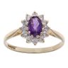9ct Yellow Gold Amethyst and Cubic Zirconia Cluster Ring