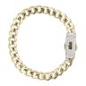 14ct Yellow Gold Monaco Classic Pave Lock Curb Bracelet 5.5"