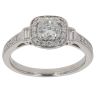 Platinum 0.70ct Cushion, Brilliant And Baguette Cut Diamond Cluster Ring