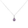 9ct White Gold 0.10ct Diamond and Amethyst Cluster Pendant and Chain 18"