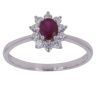 18ct White Gold 0.25ct Brilliant Cut Diamond and Ruby Cluster Ring