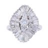 14ct White Gold 2.25ct Brilliant And Baguette Cut Diamond Cluster Ring