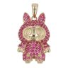 14ct Yellow Gold Pink Gemstone Bunny Pendant