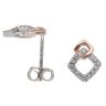 Silver Rose Gold Plated Cubic Zirconia Square Stud Earrings