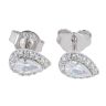 Silver Cubic Zirconia Pear Cluster Stud Earrings by Icesia
