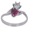 18ct White Gold 0.35ct Brilliant Cut Diamond and Ruby Two Stone Ring