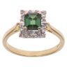 18ct Yellow Gold 0.10ct Diamond and Green Tourmaline Cluster Ring