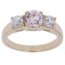 9ct Yellow Gold Pink and Colourless Cubic Zirconia Three Stone Ring
