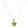 9ct Yellow Gold 0.02ct Diamond And Prasiolite Heart Pendant And Chain 18"