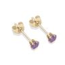 9ct Yellow Gold Amethyst Cubic Zirconia Stud Earrings 3mm