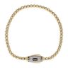 14ct Yellow Gold Monaco Beaded Cubic Zirconia Pave Lock Bracelet 7.5"