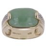 9ct Yellow Gold 0.05ct Diamond And Green Jade Ring