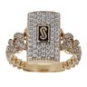 14ct Yellow Gold Monaco Classic Pave Link Cubic Zirconia Signet Ring