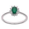 18ct White Gold 0.13ct Diamond and Emerald Cluster Ring