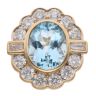 18ct Yellow Gold 1.90ct Brilliant And Baguette Cut Diamond And Aquamarine Cluster Ring