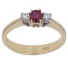 18ct Yellow Gold 0.10ct Diamond and Ruby Three Stone Ring