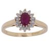 18ct Yellow Gold 0.15ct Diamond and Ruby Cluster Ring