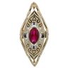 14ct Yellow And White Gold Oval Red Stone Set Ring