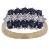 18ct Yellow Gold 0.40ct Brilliant Cut Diamond and Sapphire Three Row Ring