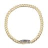 14ct Yellow Gold Monaco Curb Classic Cubic Zirconia Pave Lock Bracelet 7.5"