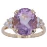 9ct Yellow Gold Cubic Zirconia and Amethyst Solitaire Ring