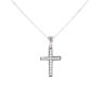 Silver Cubic Zirconia Cross Pendant And Chain 18" By Icesia