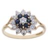 9ct Yellow Gold Sapphire and Cubic Zirconia Flower Cluster Ring
