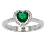 Silver Cubic Zirconia And Green Gemstone Heart Cluster Ring by Icesia