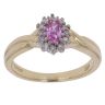 18ct Yellow Gold 0.06ct Diamond and Pink Sapphire Cluster Ring