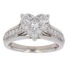 9ct White Gold 0.70ct Princess and Brilliant Cut Diamond Heart Cluster Ring