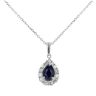 9ct White Gold 0.36cts Diamond And Sapphire Pear Cut Pendant And 18" Chain