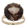 9ct Yellow Gold Large Smoky Quartz Single Stone Ring
