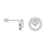 Silver Cubic Zirconia Halo Stud Earrings by Icesia