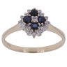 9ct Yellow Gold 0.20ct Brilliant Cut Diamond and Sapphire Cluster Ring