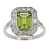 Platinum 2.15ct Peridot and 0.50ct Diamond Cluster Ring