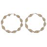 14ct Yellow And White Gold Greek Key Twist Hoop Earrings