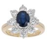18ct Yellow Gold 1.31ct Brilliant Cut Diamond and Sapphire Cluster Ring