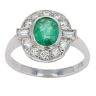 Platinum Diamond And Emerald Oval Cluster Ring