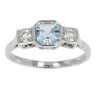Platinum Diamond Aquamarine Trilogy Ring