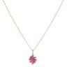 9ct Yellow Gold 0.01ct Diamond and Ruby Cluster Pendant and Chain 18"