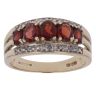 9ct Yellow Gold 0.03ct Diamond and Garnet Three Row Ring