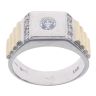 14ct Yellow and White Gold Cubic Zirconia Solitaire Signet Ring