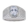 Silver Cubic Zirconia Solitaire Signet Ring by Icesia